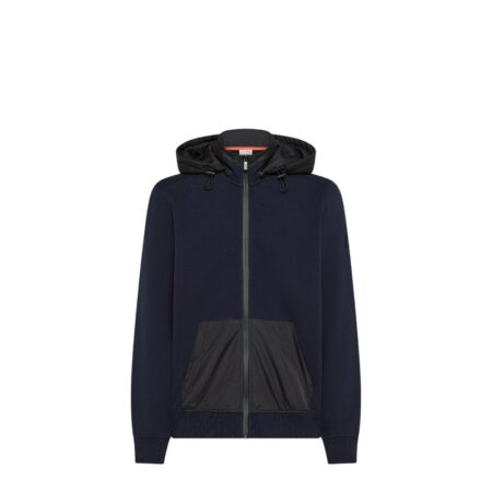 SUN68 BOMBER NYLON DOUBLE HOOD BASIC FLEECE